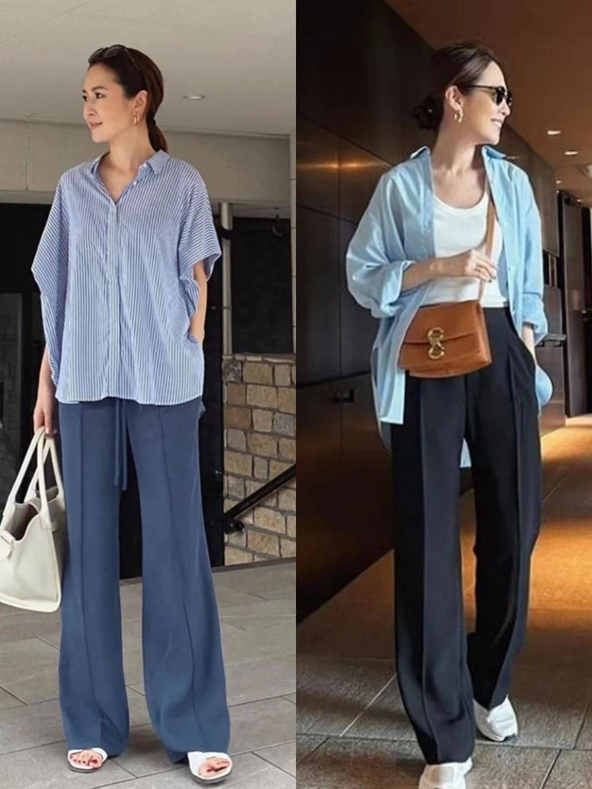 原创中年女人穿阔腿裤搭什么上衣鞋子更气质潮人告诉你答案