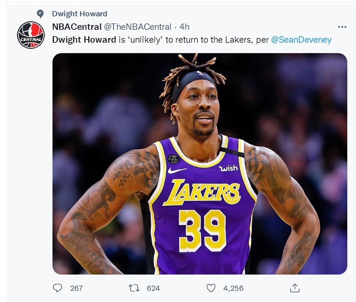 北京时间7月1日,nba记者肖恩-蒂芙尼报道,德怀特-霍华德不太可能在休