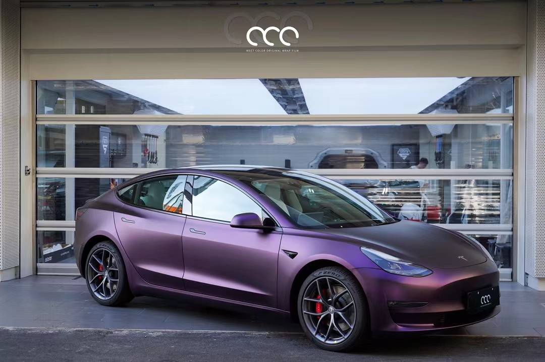 特斯拉model 3漫彩改色膜超亚金属赤茶紫,泛着紫盈盈的闪光_全国_金属