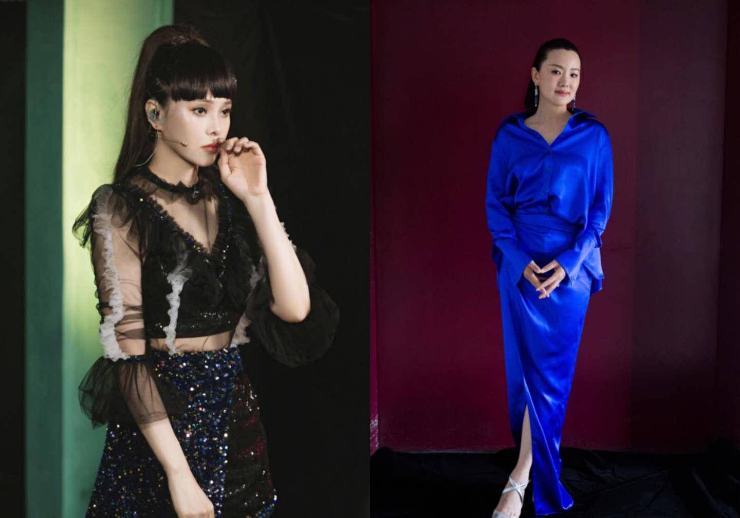 原创伊能静真美扎渐变双马尾同框小21岁张含韵穿少女短裙像同龄人