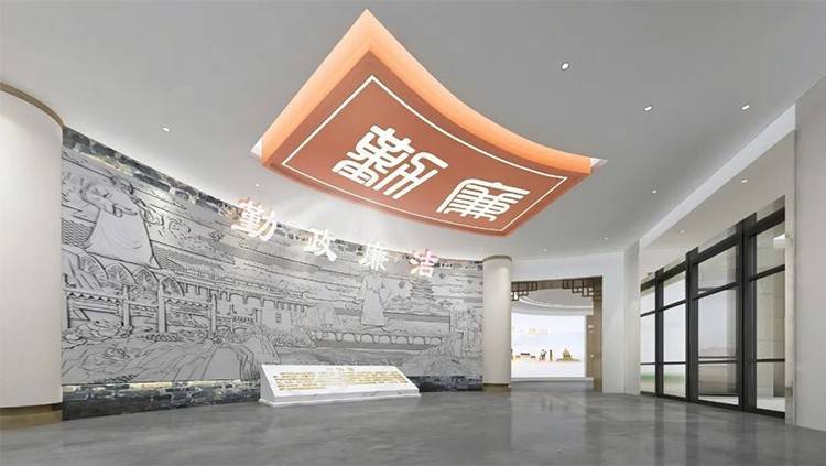通过浮雕艺术展墙和全息投影悬浮文字为主要展现要点,顶部设计忠诚