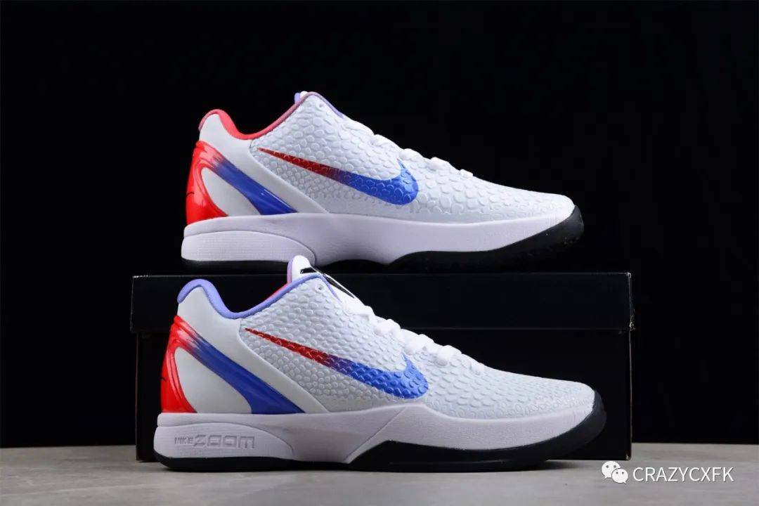 耐克nike zoom kobe 科比6代白蓝波点鱼鳞纹低帮运动篮球鞋_flywire