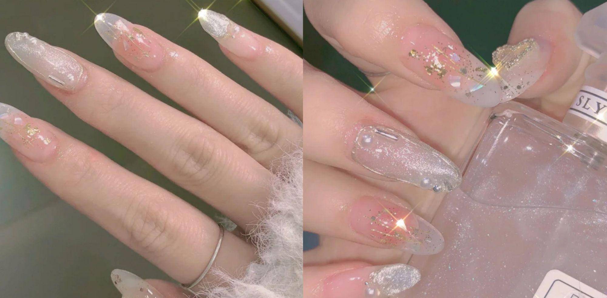 温柔的九款猫眼美甲,仙里仙气,指甲闪烁着星光的富家千金感_白星星