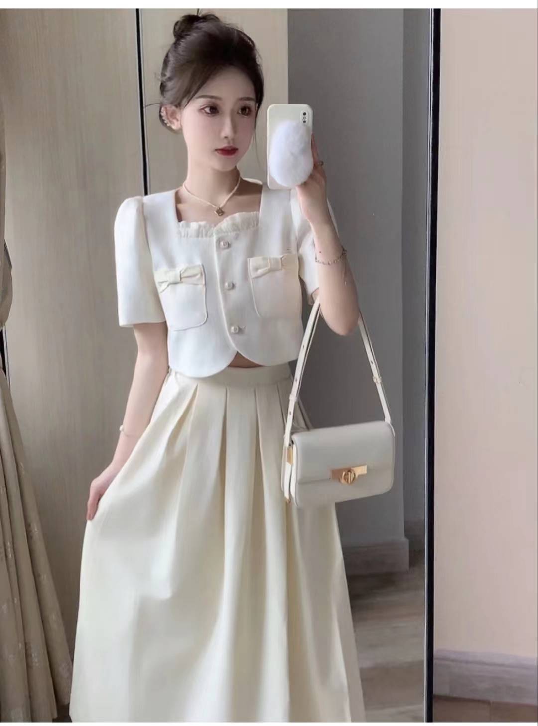 夏季小香风套装搭配什么鞋好看_look_白色_气质