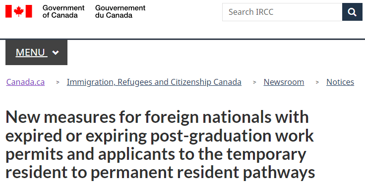 加拿大移民部（IRCC）：送毕业留学生18个月工签  拿PR更容易!