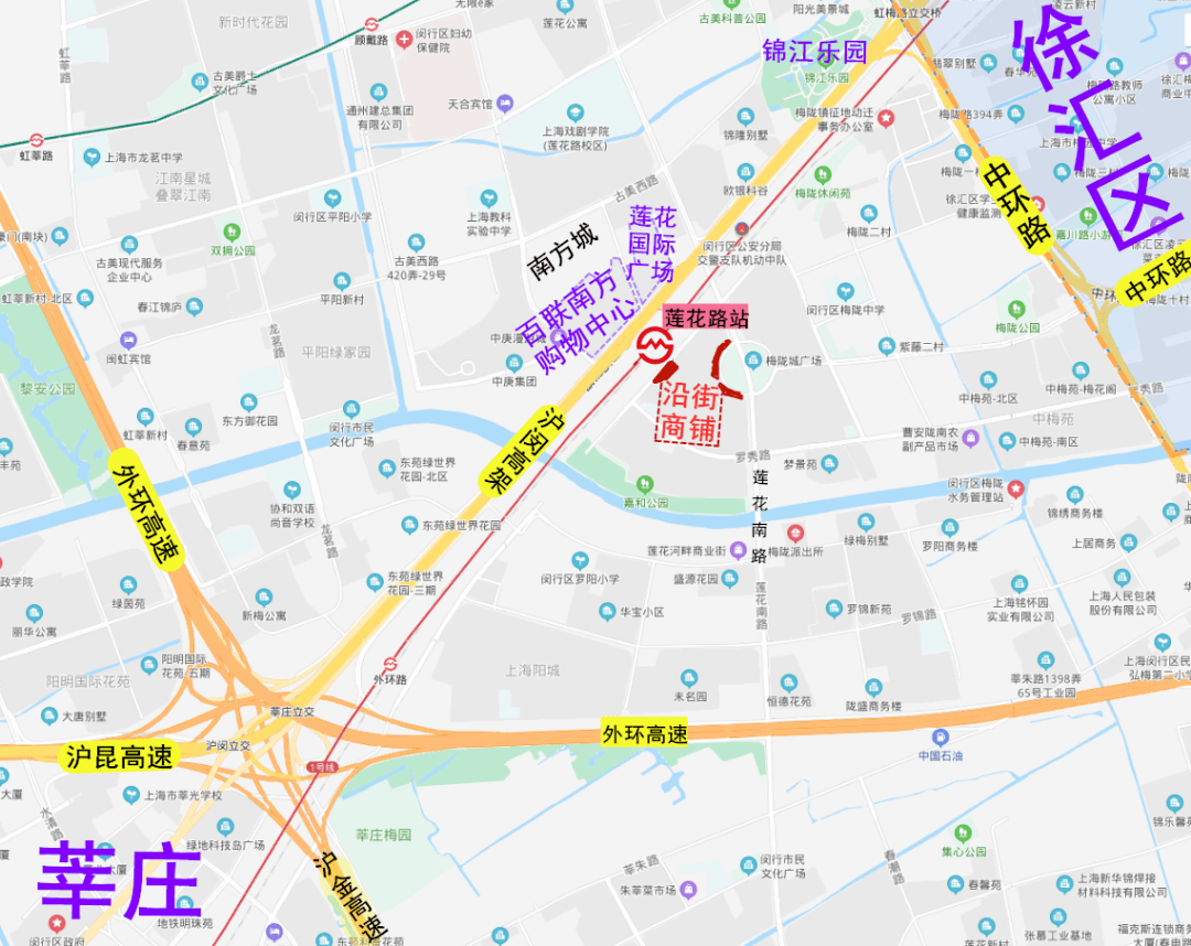 上海闵行区梅陇镇核心区莲花路地铁口沿街商铺西班牙名园售楼处地址