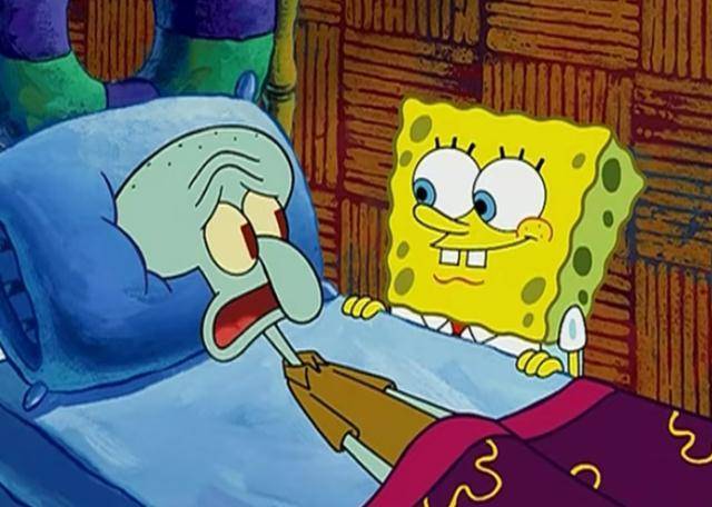 但蟹老板还是不答应,最后海绵宝宝伸手过去了,他抓住蟹老板