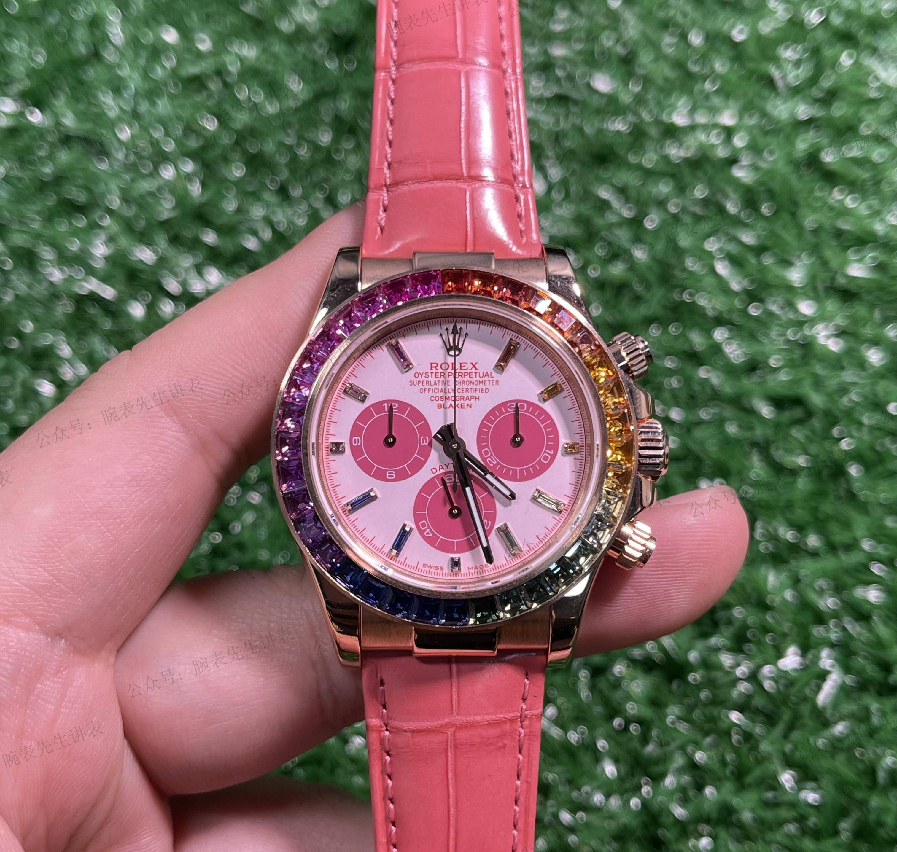 女生的少女粉,男生的猛男粉:玩转blaken劳力士粉色彩虹迪通拿_表盘