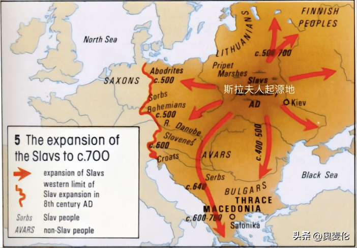 4-7世纪时期,欧洲爆发了民族大迁徙,部分斯拉夫人南迁到巴尔干半岛