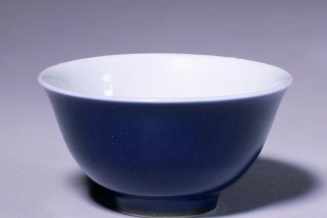 中国古美術　清時代霁蓝釉茶碗 XG3-2 中国古美術 清時代霁蓝釉茶碗 XG3-2