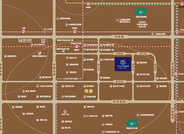 ▼安宁洋中环广场位置图地区板块:浦东区御桥板块.