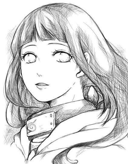 当火影忍者遇上素描画,鸣人一本正经脸,雏田实在太可爱_卡卡西