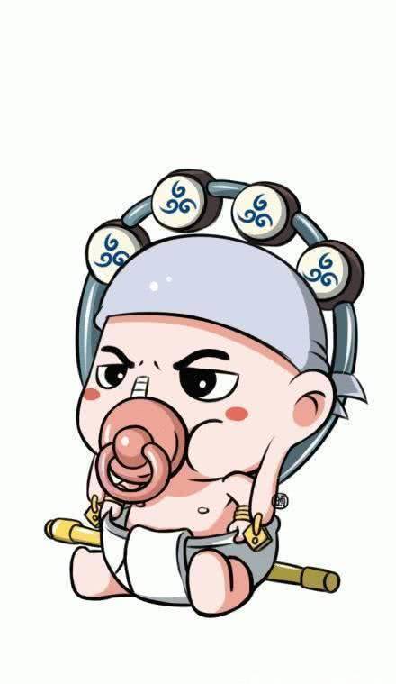 海贼王手绘草帽海贼团叼奶嘴系列萌萌哒,路飞叼着奶嘴不忘吃肉_小时候