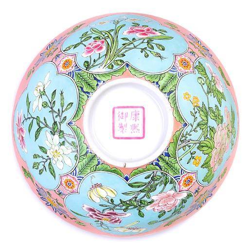 清康熙時代 【康熙年製】在銘　粉彩花鳥文瓶 琺瑯彩 花瓶 花器(A-76) 清康熙時代 【康熙年製】在銘 粉彩花鳥文瓶 琺瑯彩 花瓶