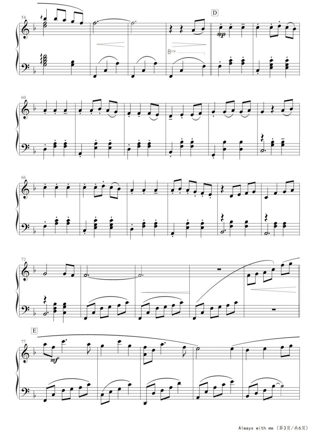 永远同在,钢琴谱原版,千与千寻,久石让,曲谱分享_小时候_曲子_木村