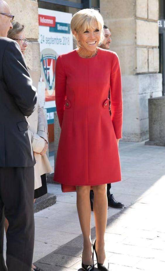 法国第一夫人除"鸡窝头"不给力,她的穿衣打扮还不错,大方得体_吉特