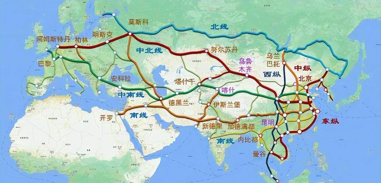 中国到中亚铁路路线图图片