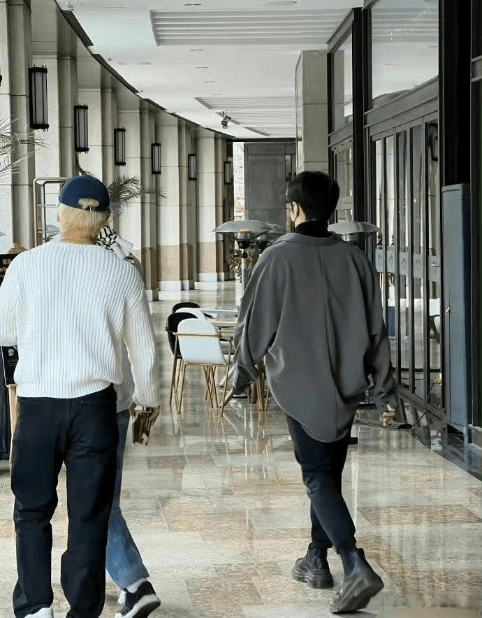 网友偶遇井柏然李荣浩逛街,俩人衣品都不错,看背影一时认不出来