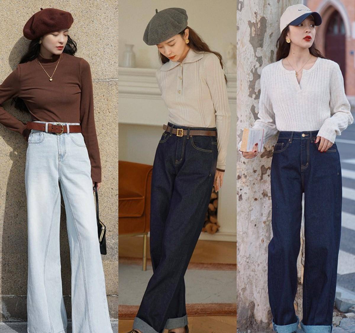 上衣轻松勾勒出曼妙的上半身曲线,宽松又十分空灵,搭配露肉的牛仔裤