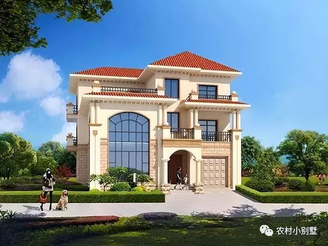 落地窗大露台三层别墅户型,30款三层农村自建房,2023建房首选!