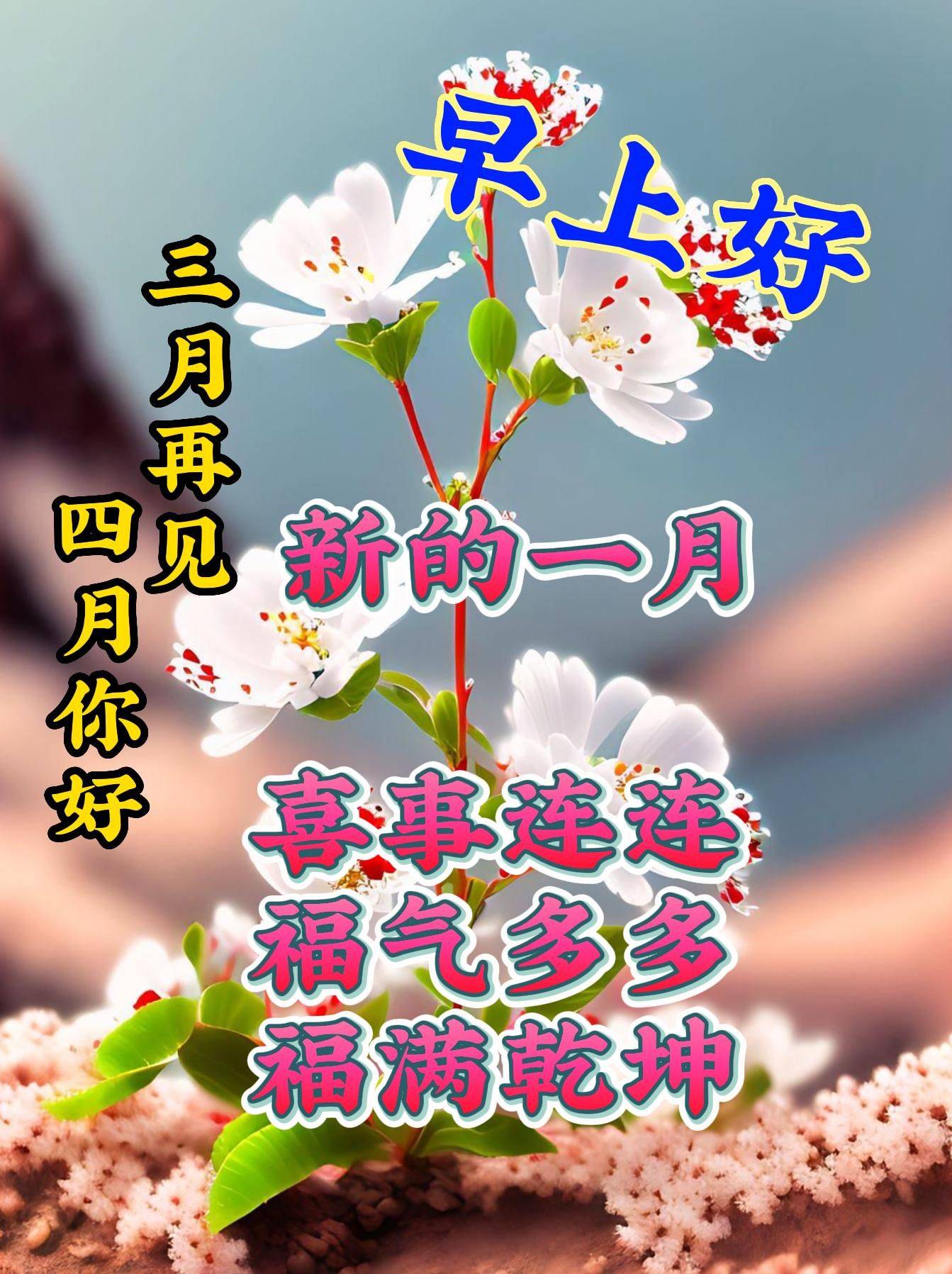 4月1日周六早上好三月再见,四月你好清晨温馨祝福图片问候语短句_莫负