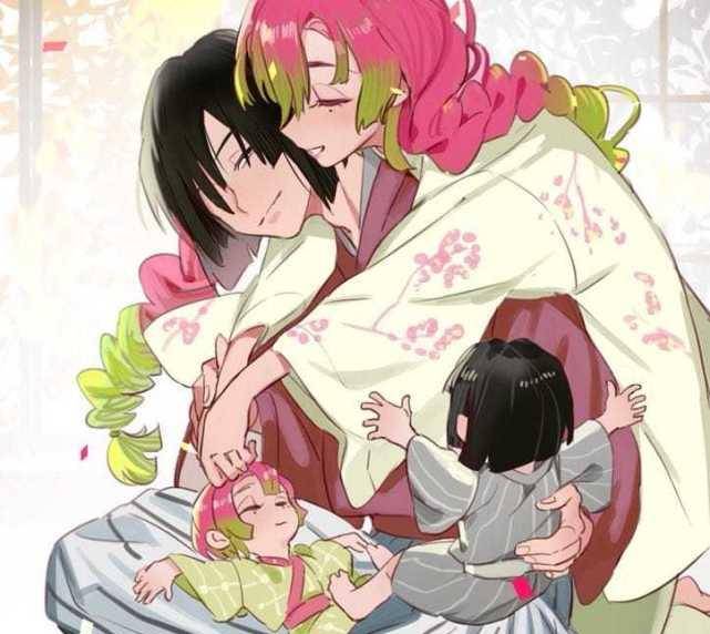 鬼灭之刃番外:蛇柱与恋柱梦想终于实现,两人的小孩太可爱了