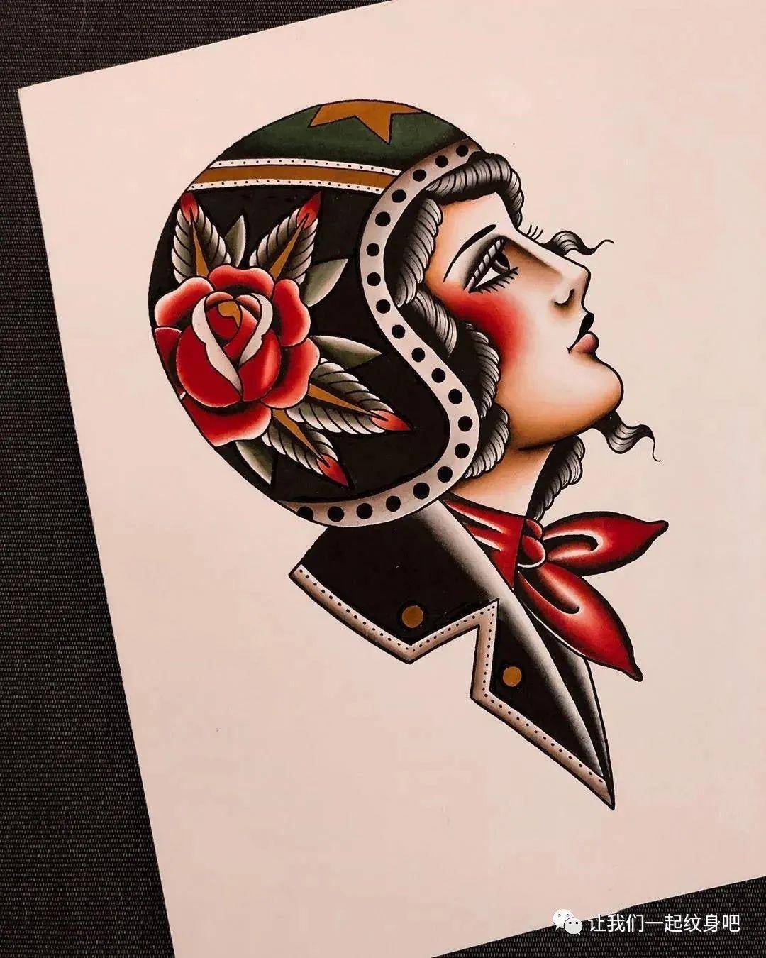 old schoolgaia的女郎·慵懒与时尚·纹身手稿_区域_清水_过程