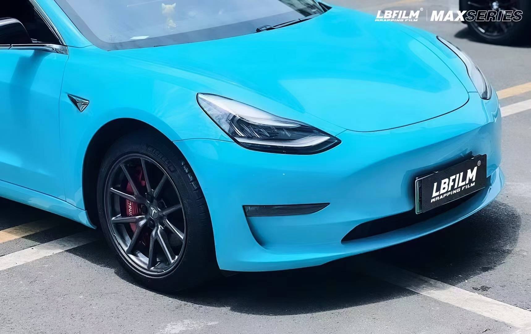 特斯拉model3-lb改色膜高亮天空蓝,干净,纯洁一如大海和天空_搜狐汽车