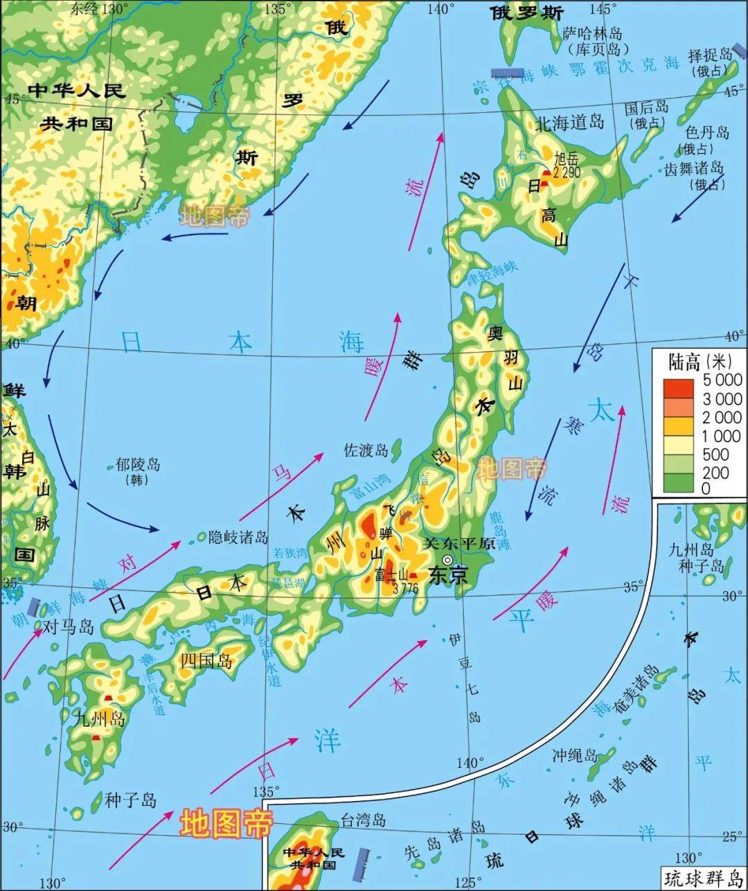 日本在世界地图的位置图片