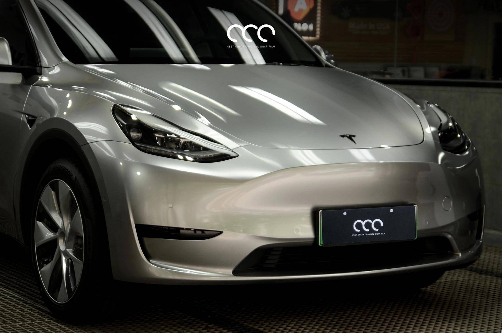 特斯拉model y漫彩改色膜gt银,带有金属质感的银色_搜狐汽车_搜狐网