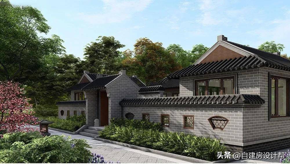 这款一层中式仿古三合院设计,实用又大气,附平面图_装饰_大门_成本