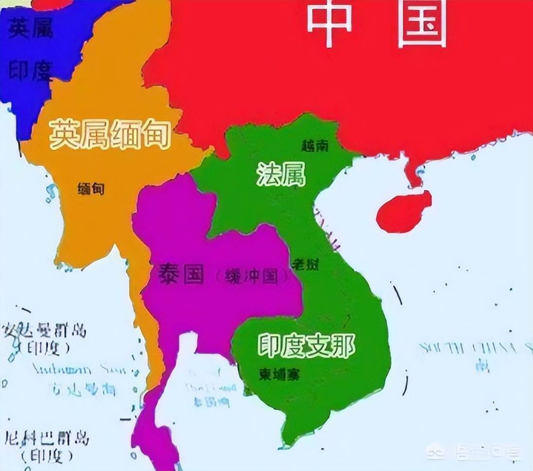 可以说,近代的泰国,在"法属越南","法属柬埔寨","英属缅甸","英属印尼