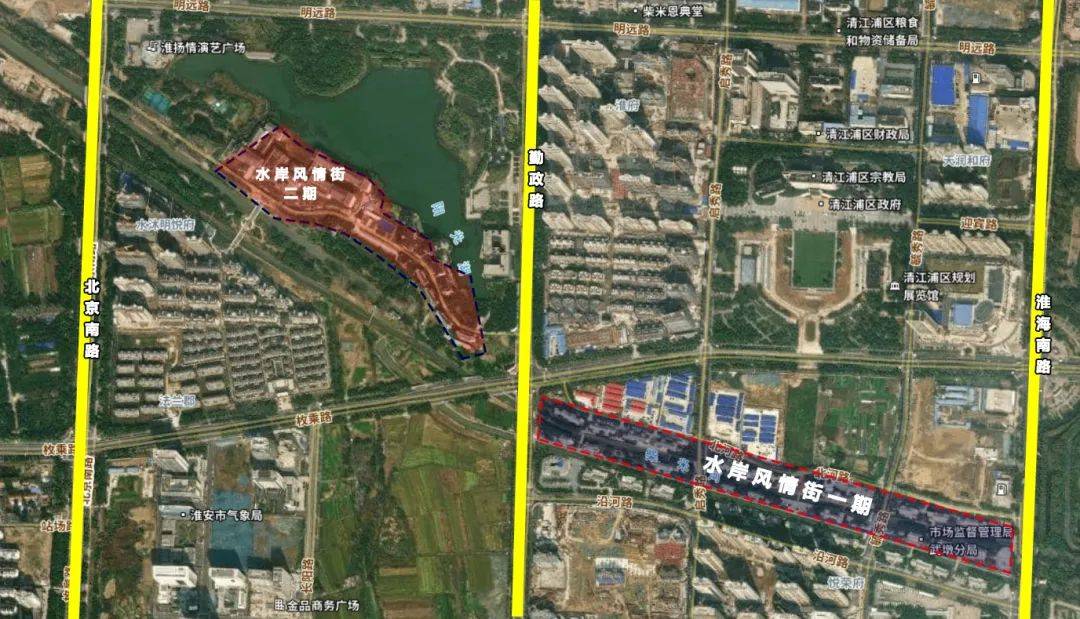 这家商业街区便是位于清江浦区南部新城板块的,清江古韵·水岸风情街