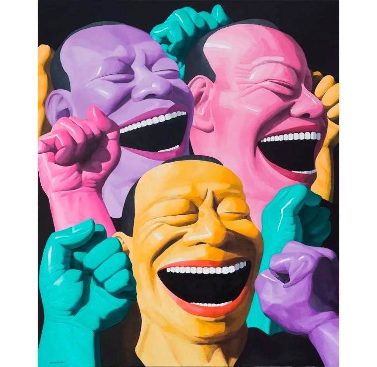 艺术鉴赏 | 岳敏君的笑脸人_油画_cm_布面