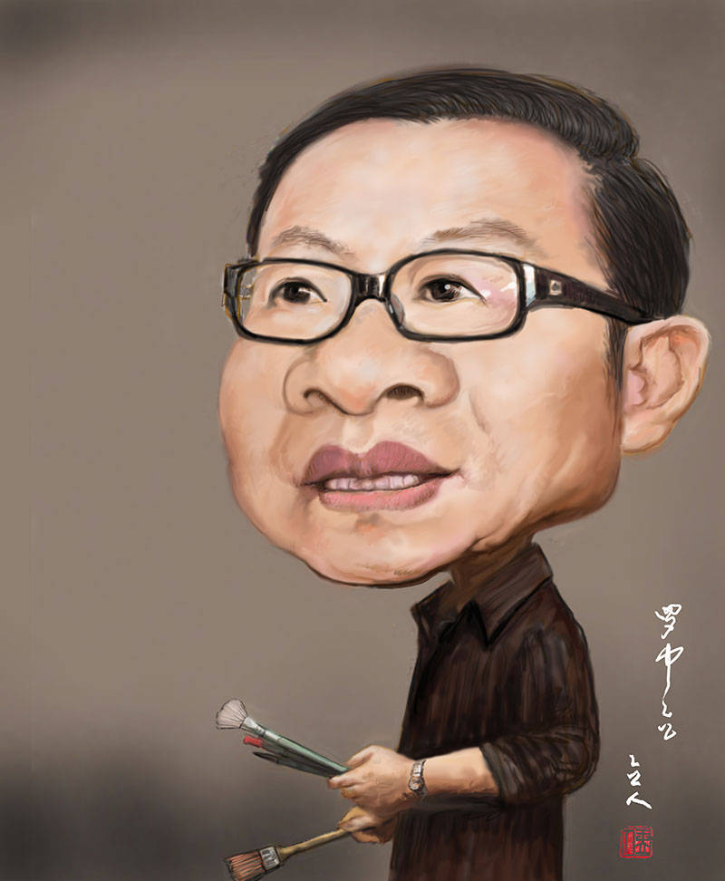油画名家罗中立肖像漫画_赵雪峰_作品_全国