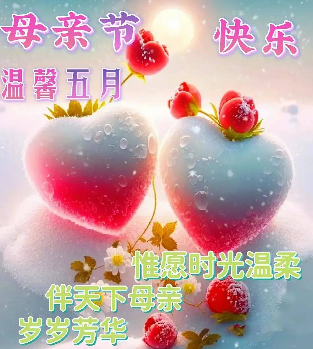 母亲节快乐鲜花带字图片