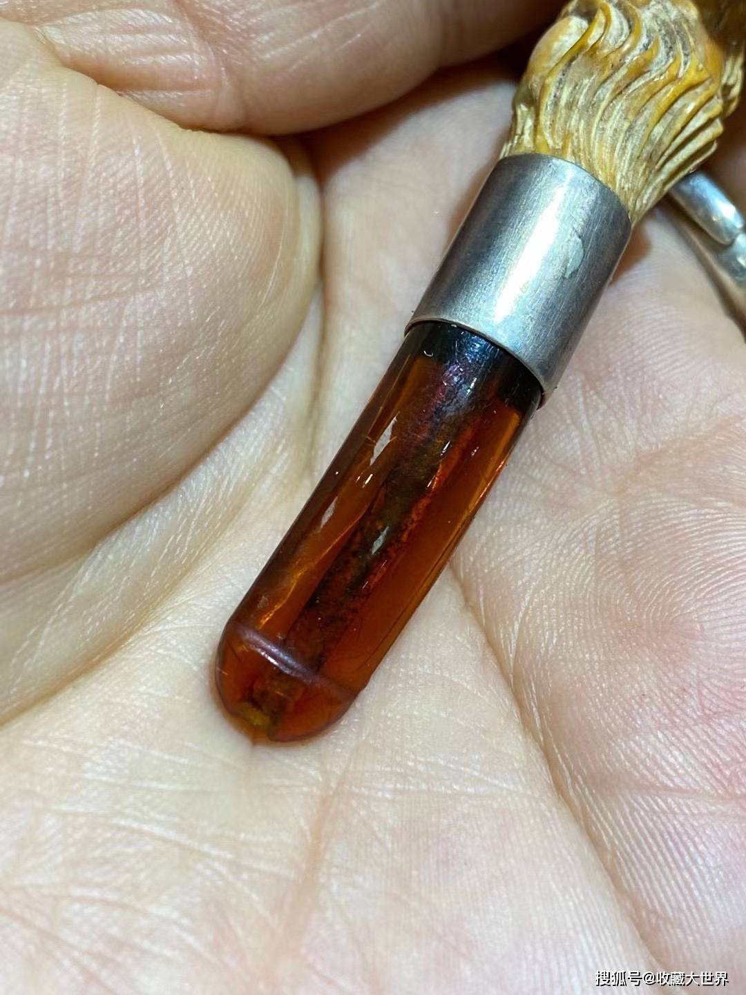 西洋古董回流老琥珀海泡石烟斗带原盒_cm_真皮_烟嘴