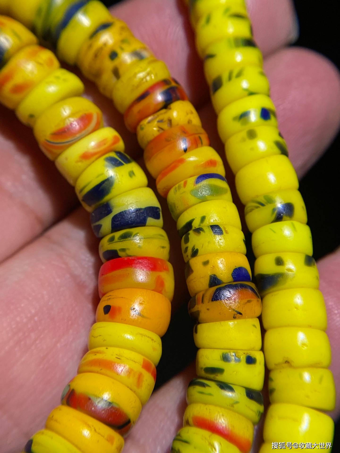 西亚 千年:绞胎点彩 老琉璃 项链_珠子_质感_包浆