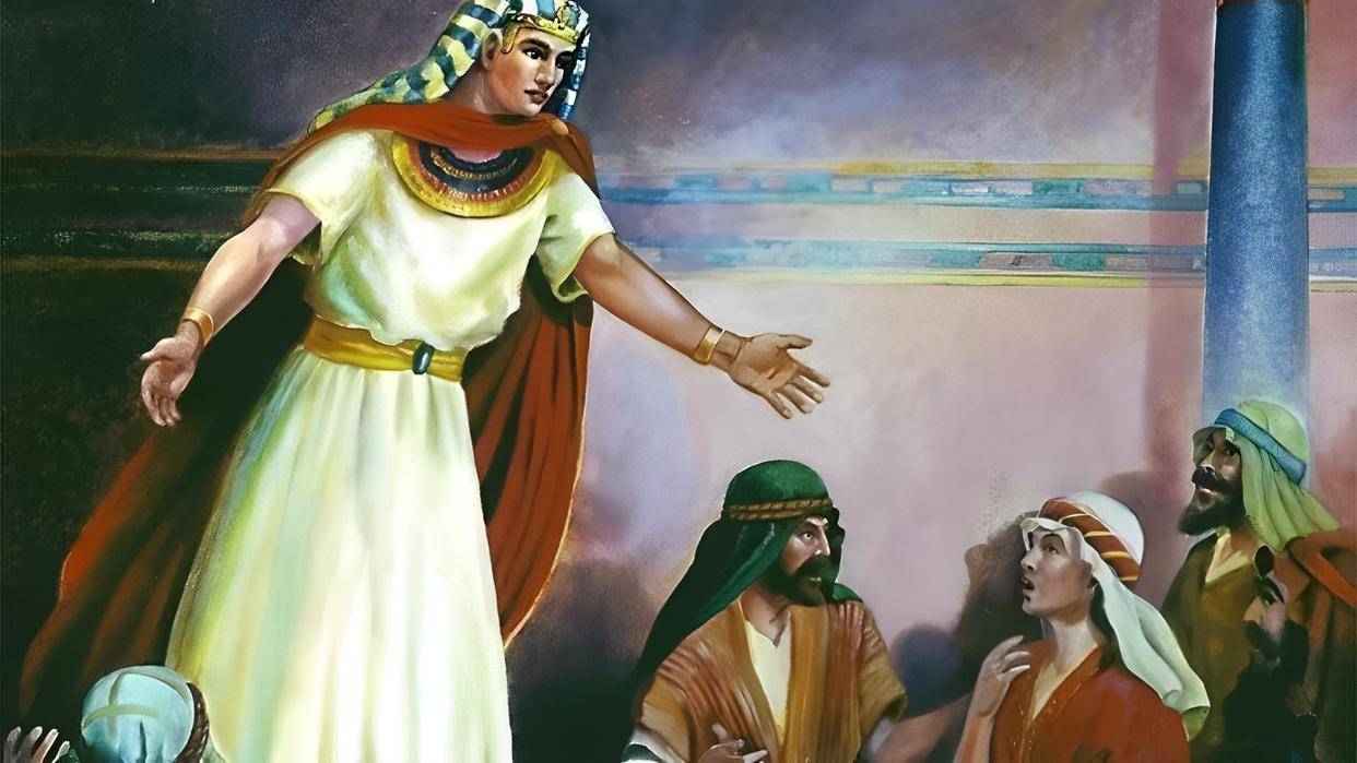 约瑟的哥哥们带便雅悯到埃及,约瑟用银杯计谋留下便雅悯试验哥哥_父亲