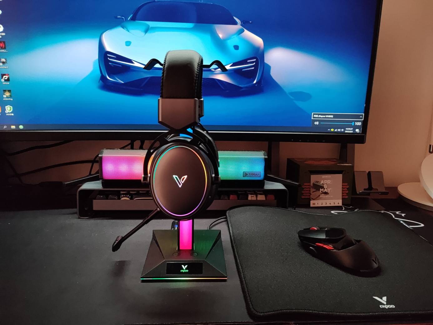 声光皆出色-雷柏VH800双模无线游戏耳机、VH10RGB支架套装评测