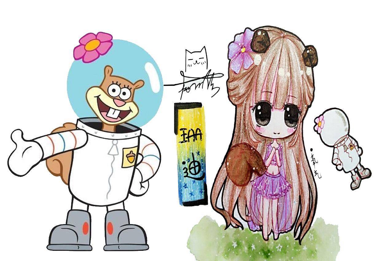 海绵宝宝拟人妹子化,派大星瞬间萌化,痞老板和凯伦有点邪恶_角色_形象