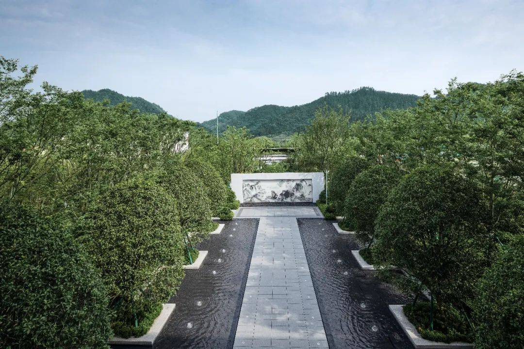 轴线营造强烈秩序,涌泉水景掀起点点涟漪,晕出一幅幅临安山水画卷.