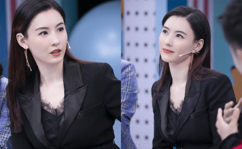 40岁张柏芝录节目现场,穿黑西装亮相变身御姐,颜值多年未变老_女神