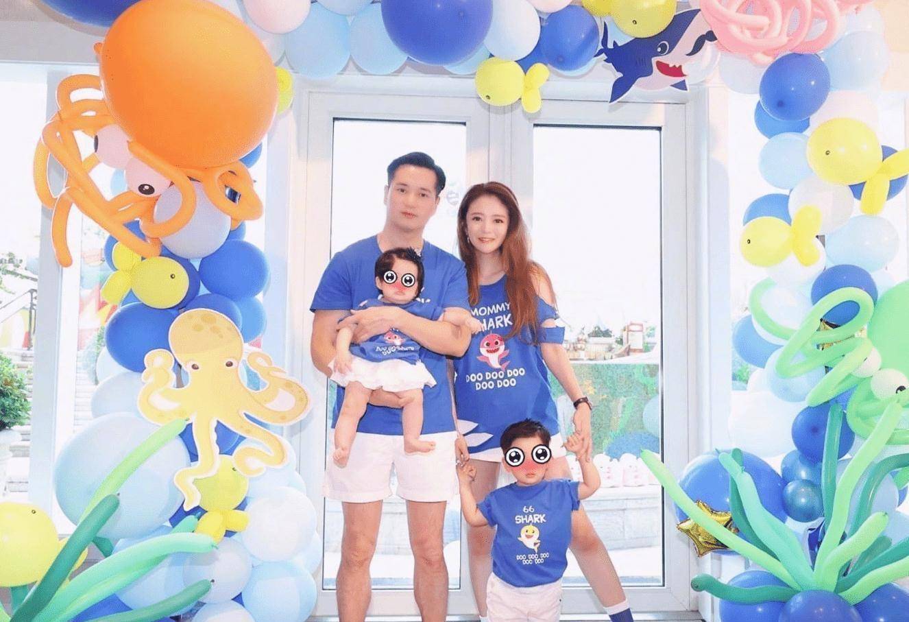 安以轩携子女庆祝41岁生日,大方公开女儿侧脸照,白白胖胖像母亲_儿子