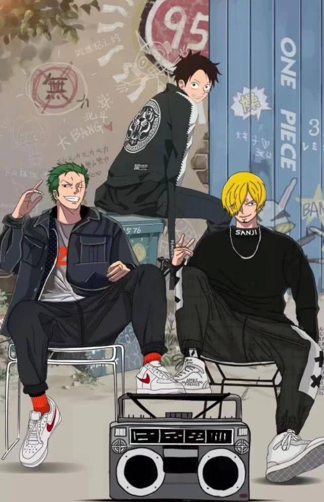 海贼王当经典穿上潮装后不敢认,索隆喜欢唱跳,rap和篮球?