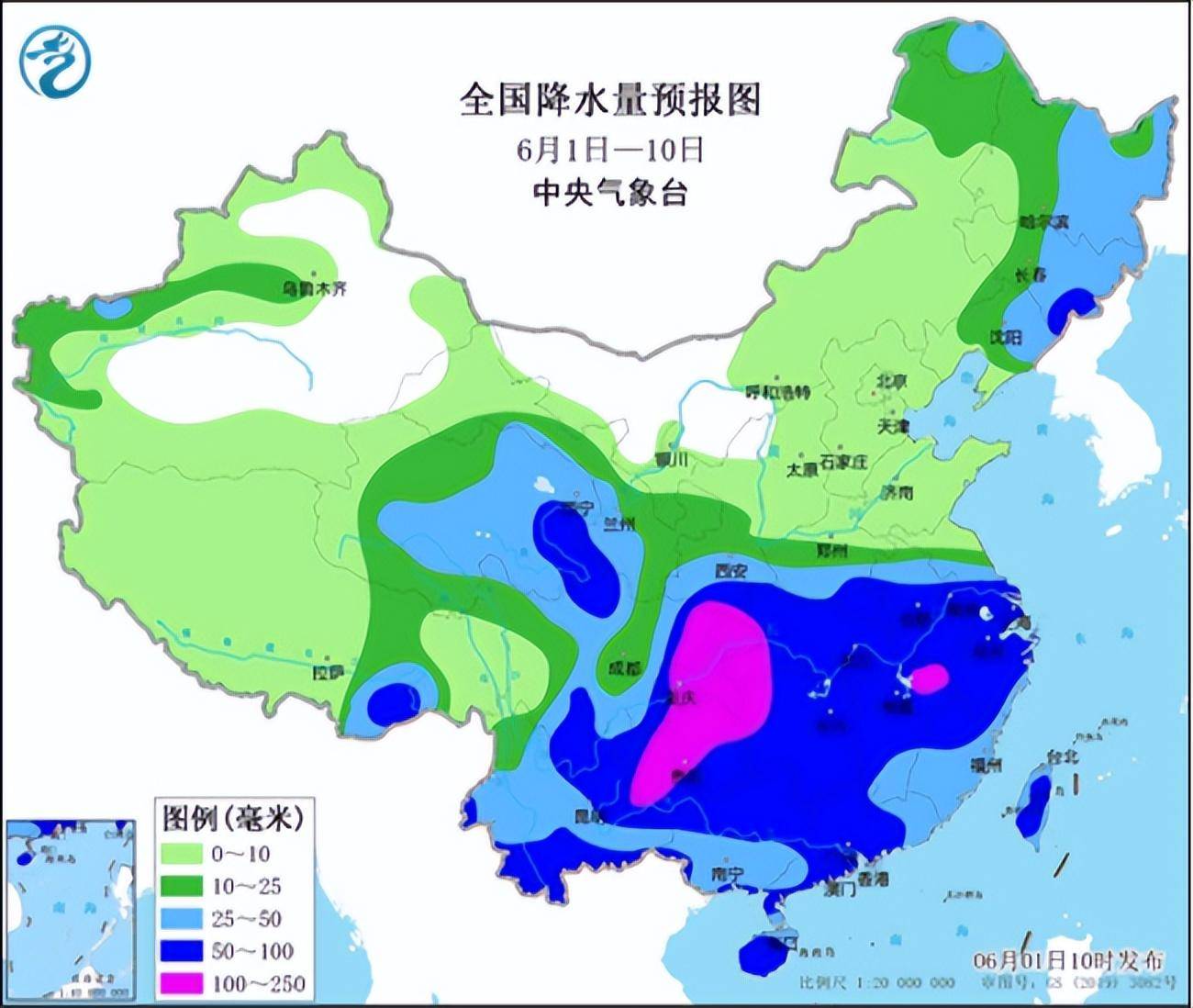 大范围降雨升级,预报:6月上旬雨多_区域_我国_高温