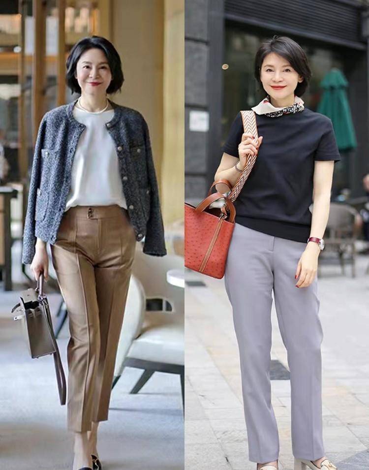 时髦的50,60岁女人,春天必须有件"真丝衫"!配裤子,裙子很美
