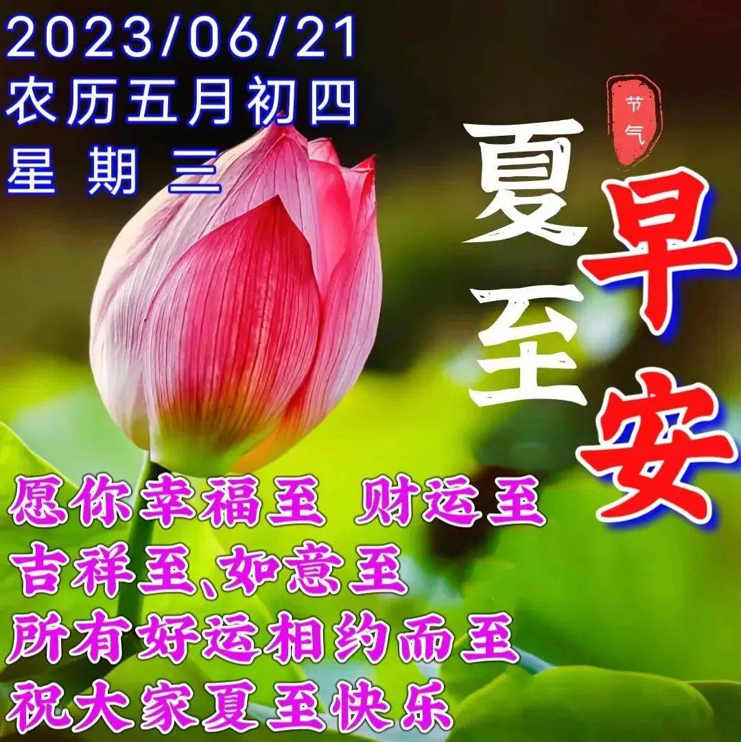 2023年6月21日周三夏至最新早安问候祝福图片带字温馨 夏至早上好问候