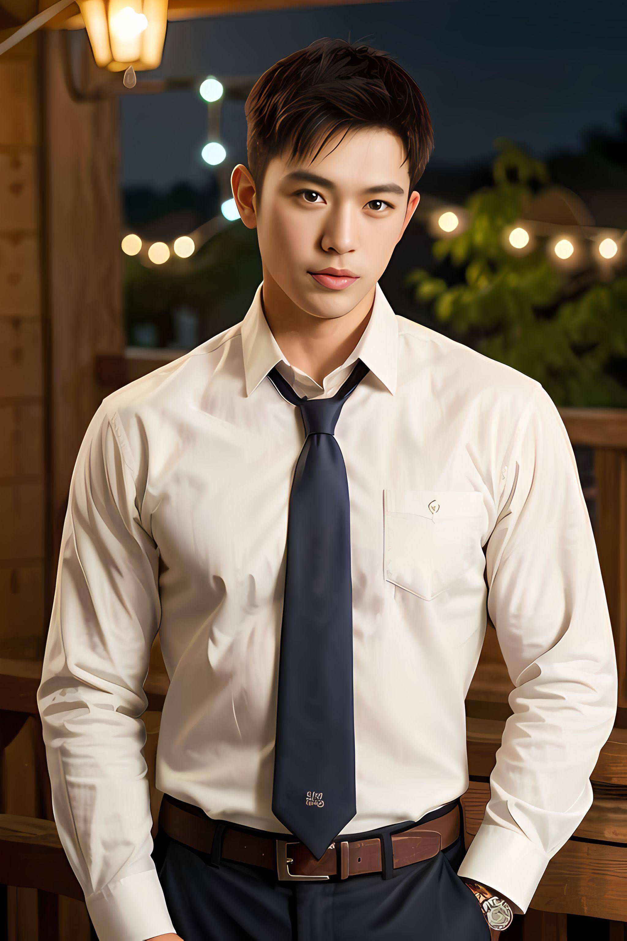 ai摄影—帅哥穿衬衫和领带的搭配,彰显白领气质和商务氛围_组合_场合