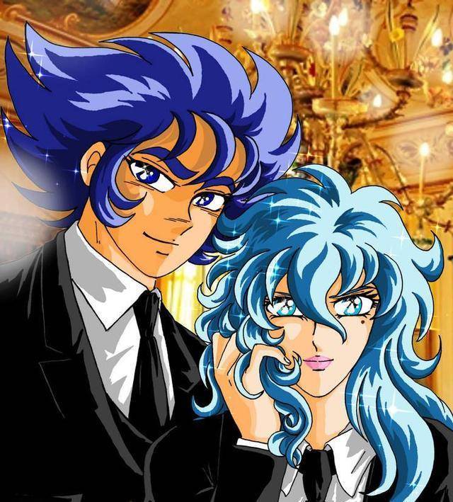 圣斗士星矢紫龙冰河阿瞬和爱人穿上礼服,怎一个美字啊!